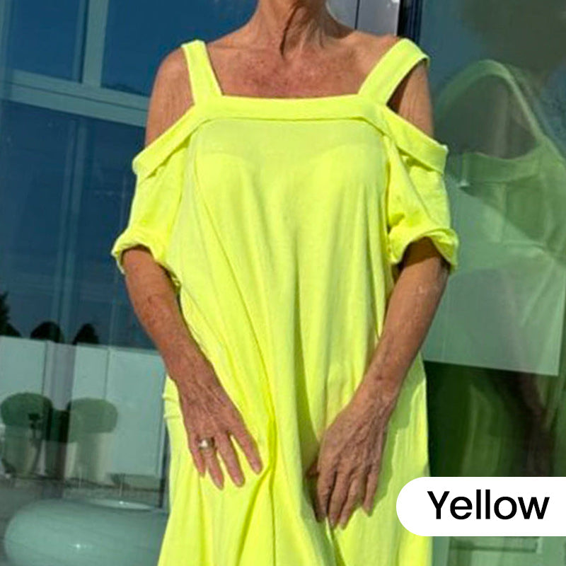 💃Nyári újdonság🔥Női hideg vállú, lezser maxi ruha