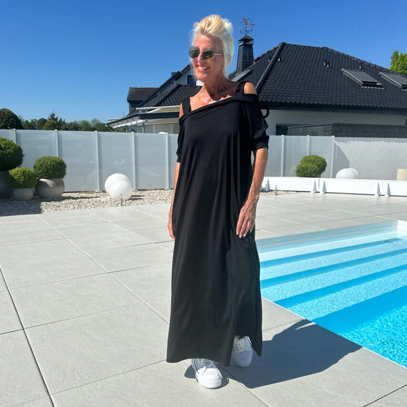 💃Nyári újdonság🔥Női hideg vállú, lezser maxi ruha