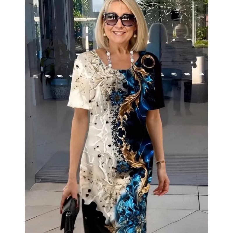 【S-3XL】👗Elegáns ruha háromdimenziós virágmintával