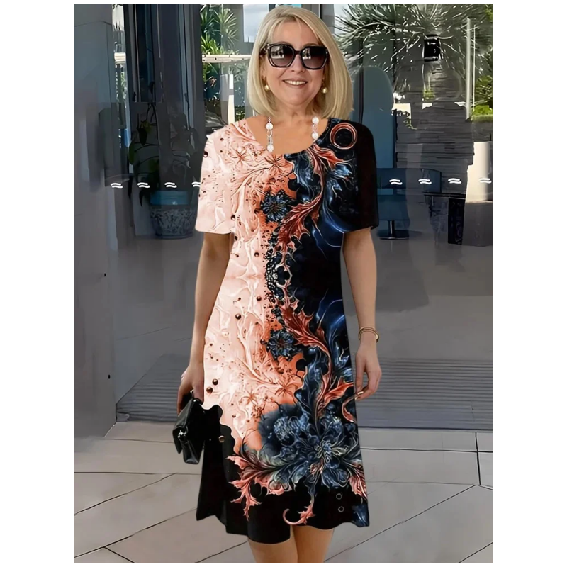 【S-3XL】👗Elegáns ruha háromdimenziós virágmintával