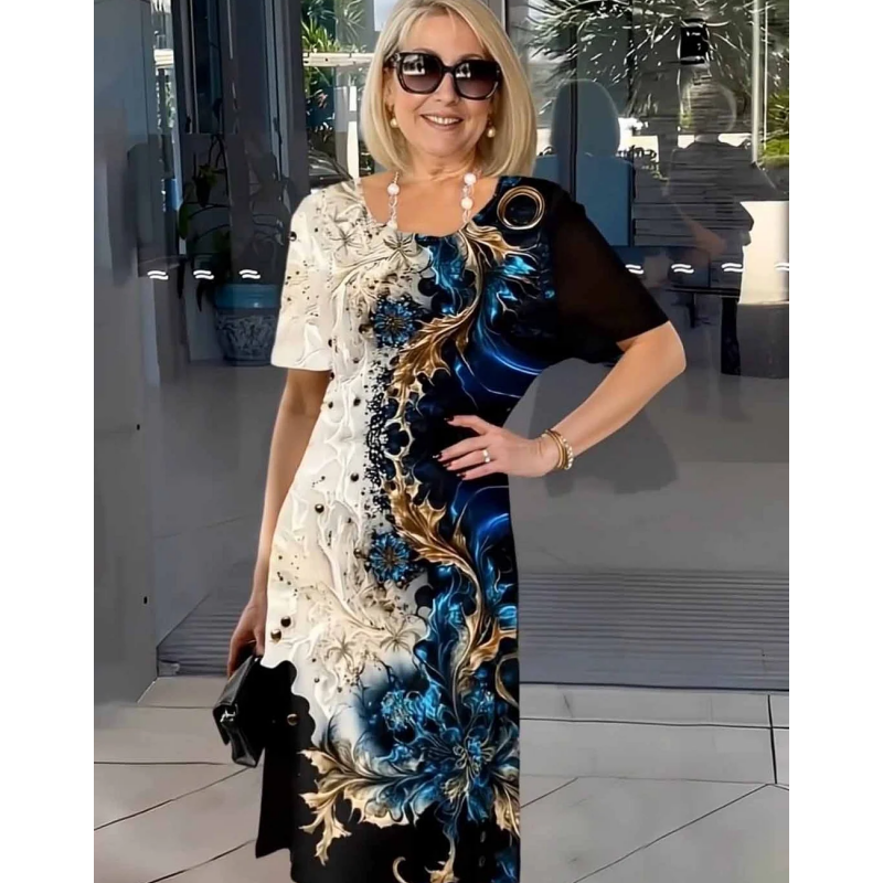 【S-3XL】👗Elegáns ruha háromdimenziós virágmintával