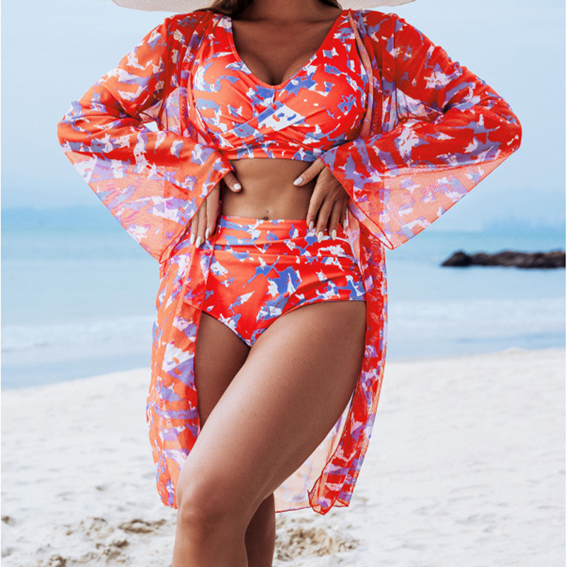 【S-2XL】🏖️👙Női 3 részes bikiniszett takarófelsővel