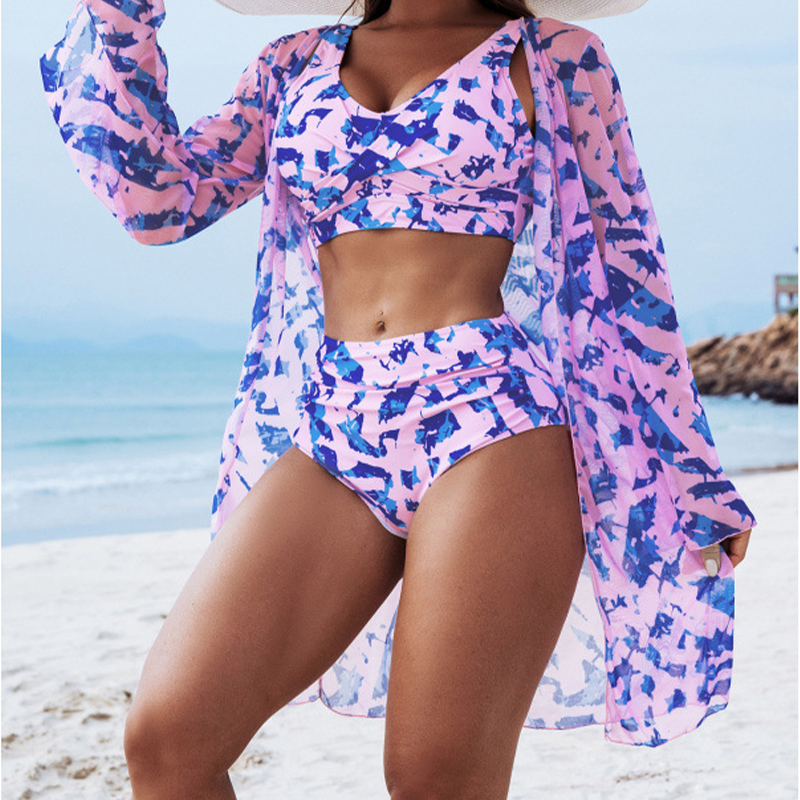 【S-2XL】🏖️👙Női 3 részes bikiniszett takarófelsővel