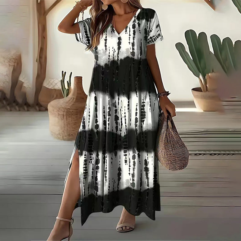 【S-4XL】🔥✨ Női alkalmi V-nyakú gradiens női ruhák 👗